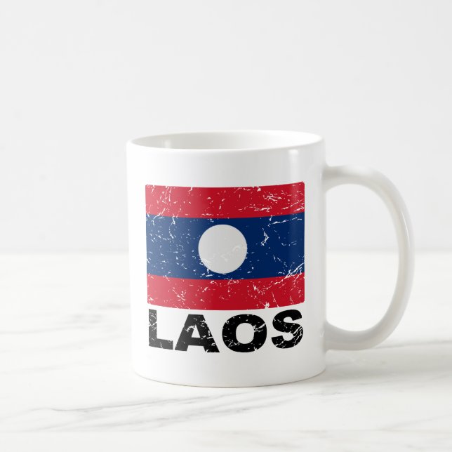 Laos vintageflagga kaffemugg (Höger)