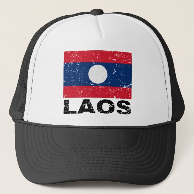 Laos vintageflagga truckerkeps (Framsida)