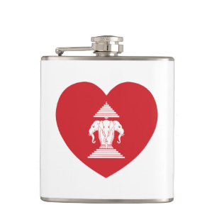 Laotian Erawan 3 Headed Elephant Heart Flagga Fickplunta