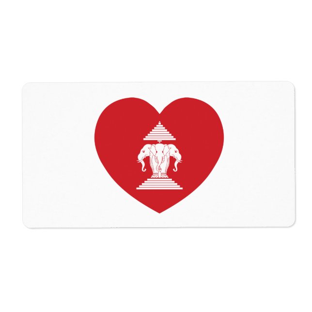 Laotian Erawan 3 Headed Elephant Heart Flagga Fraktsedel (Framsidan)