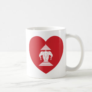Laotian Erawan 3 Headed Elephant Heart Flagga Kaffemugg