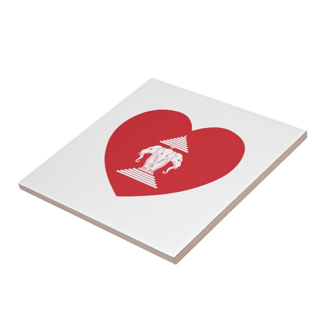 Laotian Erawan 3 Headed Elephant Heart Flagga Kakelplatta (Sidan)