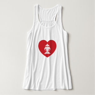 Laotian Erawan 3 Headed Elephant Heart Flagga Linne Med Racerback