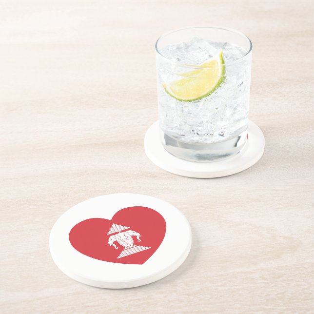 Laotian Erawan 3 Headed Elephant Heart Flagga Underlägg (Sidan)