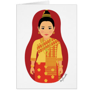 Laotian (Red) Matryoshka Card OBS Kort