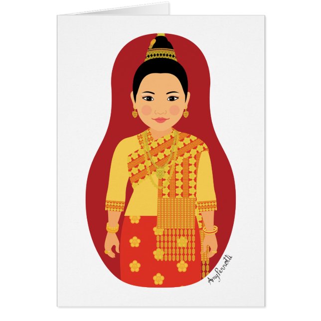 Laotian (Red) Matryoshka Card OBS Kort (Framsidan)