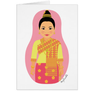 Laotian (Rosa) Matryoshka-kort OBS Kort