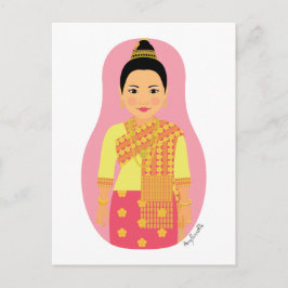 Laotian (Rosa) Matryoshka Postcard Vykort