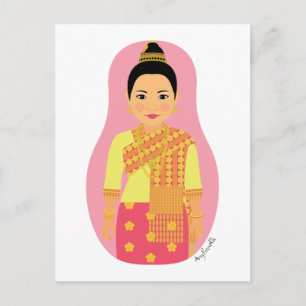 Laotian (Rosa) Matryoshka Postcard Vykort