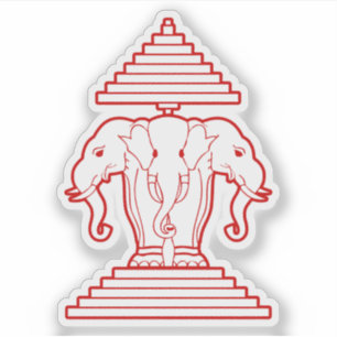Laotisk Erawan tre hövdad elefant/Laos flagga Klistermärken