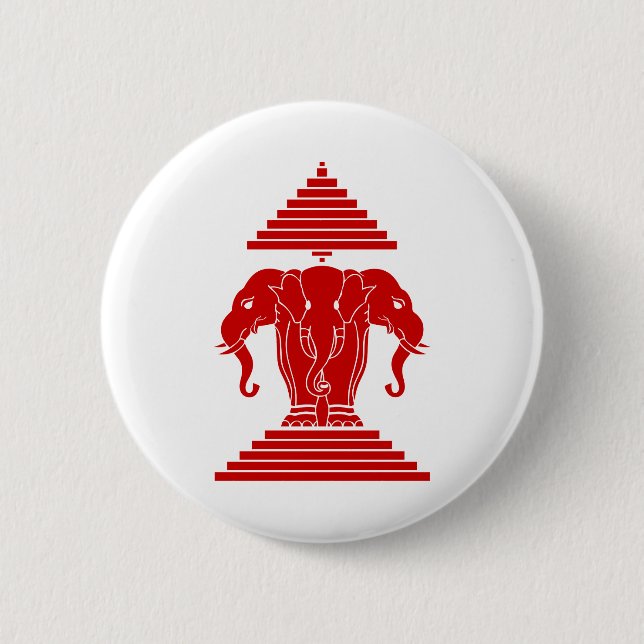 Laotisk Erawan tre hövdad elefant/Laos flagga Knapp (Framsida)