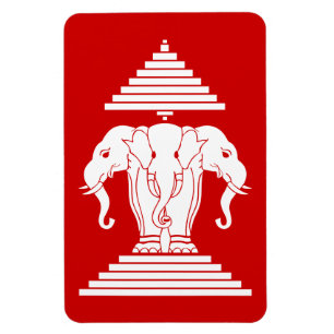 Laotisk Erawan tre hövdad elefant/Laos flagga Magnet