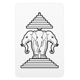 Laotisk Erawan tre hövdad elefant/Laos flagga Magnet