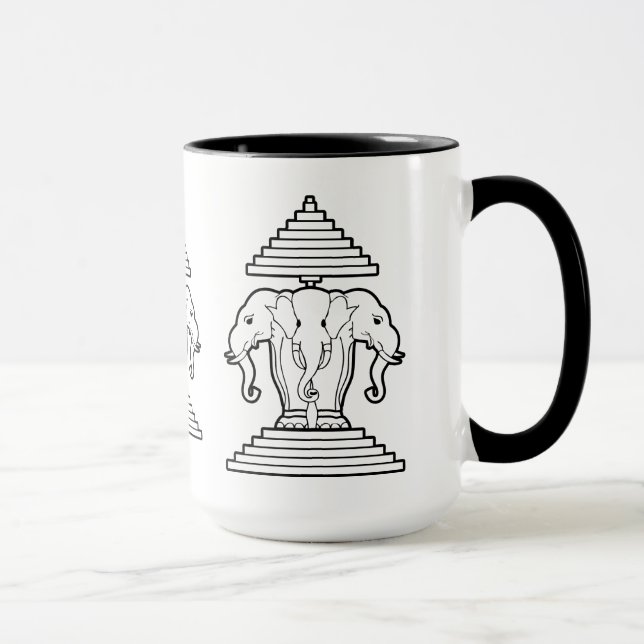 Laotisk Erawan tre hövdad elefant/Laos flagga Mugg (Höger)