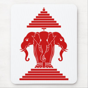 Laotisk Erawan tre hövdad elefant/Laos flagga Musmatta
