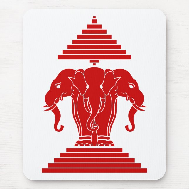 Laotisk Erawan tre hövdad elefant/Laos flagga Musmatta (Framsidan)