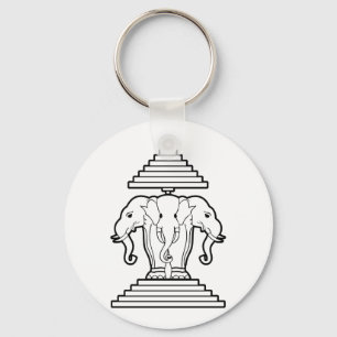 Laotisk Erawan tre hövdad elefant/Laos flagga Nyckelring