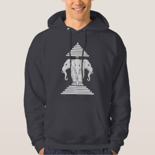Laotisk Erawan tre hövdad elefant/Laos flagga Sweatshirt Med Luva