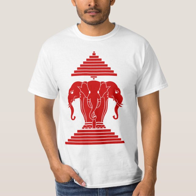 Laotisk Erawan tre hövdad elefant/Laos flagga Tröja (Framsida)