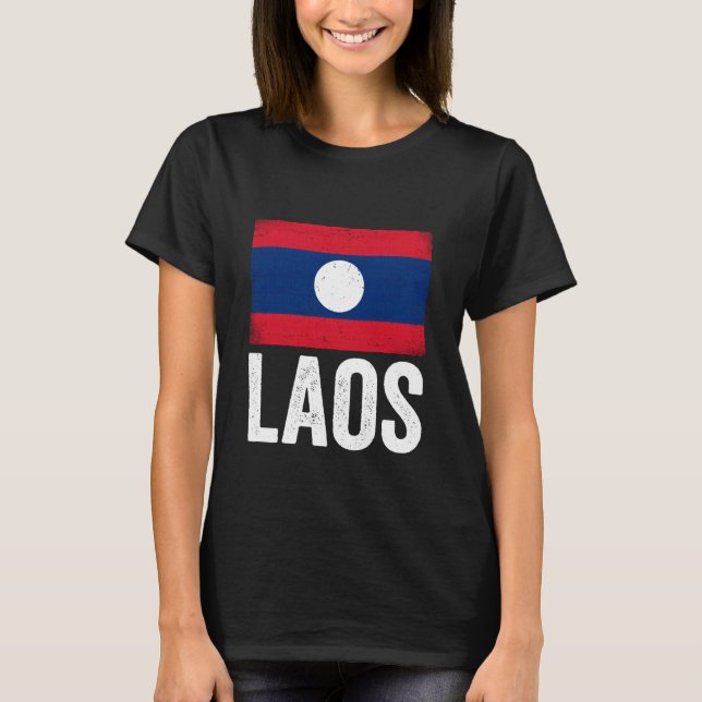 Laotisk flagga Laos T Shirt (Framsida)