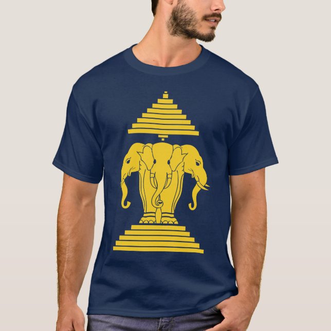 Laotisk hövdad elefant för Erawan gult 3/Laos Tröja (Framsida)