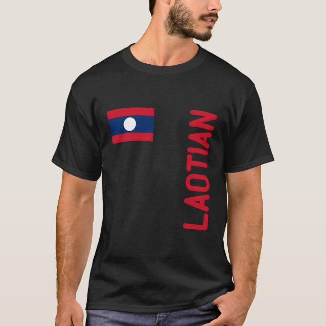 Laotiska Flagga- och Laos-rötter T Shirt (Framsida)