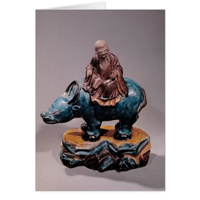 Laotiskt-Tzu på hans buffel, Qing dynasti Hälsningskort (Framsidan)