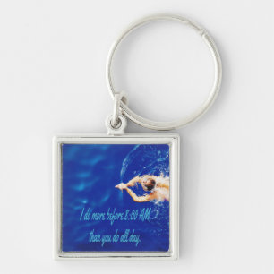 Lap Swimming Simma Team Motivational Inspirational Fyrkantig Silverfärgad Nyckelring
