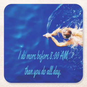 Lap Swimming Simma Team Motivational Inspirational Underlägg Papper Kvadrat