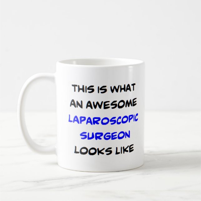 Laparoskopisk kirurg i fantastisk kaffemugg (Vänster)