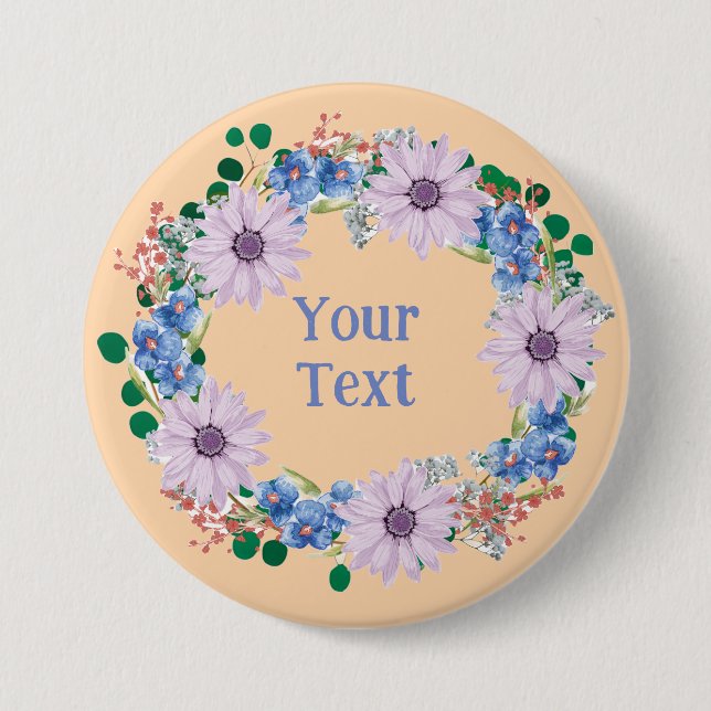 Lapel Brooch, naturinspirerad Lila Blommigt Knapp (Framsida)