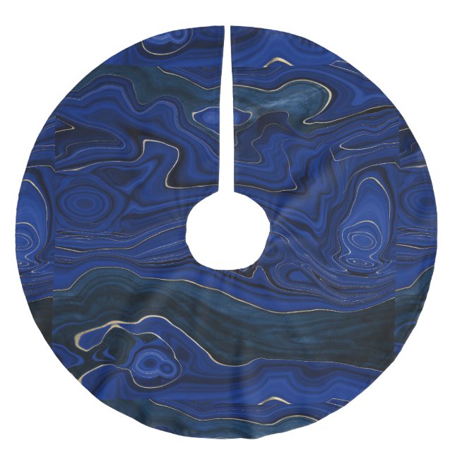 Lapis Blue Agate Swirls Julgransmatta Borstad Polyester (Framsidan)