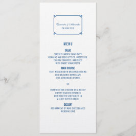 Lapis Blue Deco Chic Bröllop Menu Meny