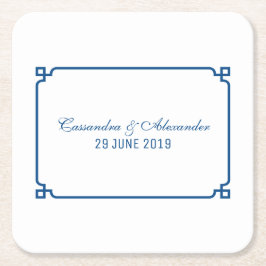 Lapis Blue Deco Chic Bröllop Underlägg Papper Kvadrat