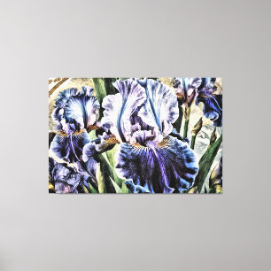 *~* LAPIS BLUE IRIS Irises Vintage Blommigt TV2 Canvastryck