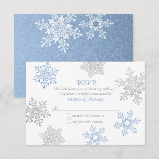 Lapis Blue Silver Snowflake Winter Wedding OSA Kort