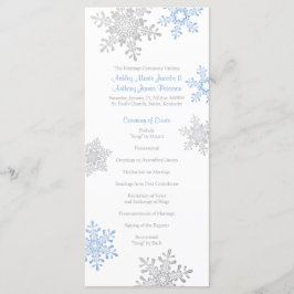 Lapis Blue Silver Snowflake Winter Wedding Program