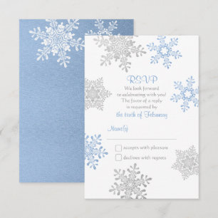 Lapis Blue Silver Winter Snowflake Bröllop OSA Kort