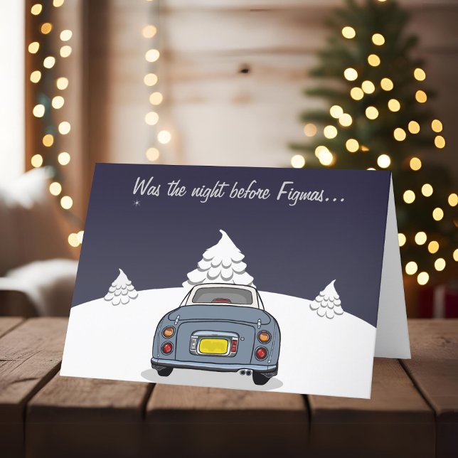 Lapis Grått Figaro Car Figaro Julkort Helgkort (Happy Fig-mas! A fun figgy themed christmas card to send to your car! (or your figgy loving friends))