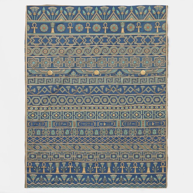 Lapis Himmel och Gyllene Gudar: Ptolemaiska Egypte Fleecefilt (Framsidan)