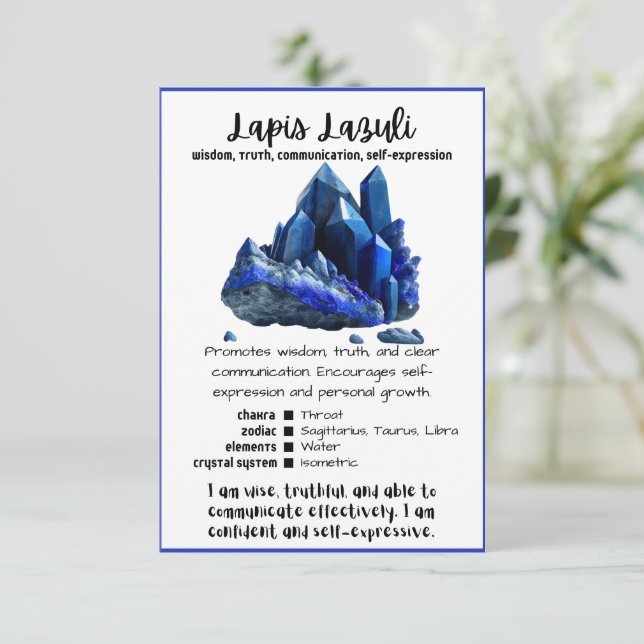 Lapis Lazuli Crystal-vykort Inbjudningar (Stående Fram)