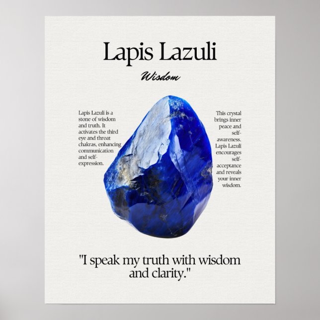 Lapis Lazuli Gem Crystal Meaning Card Poster (Framsidan)