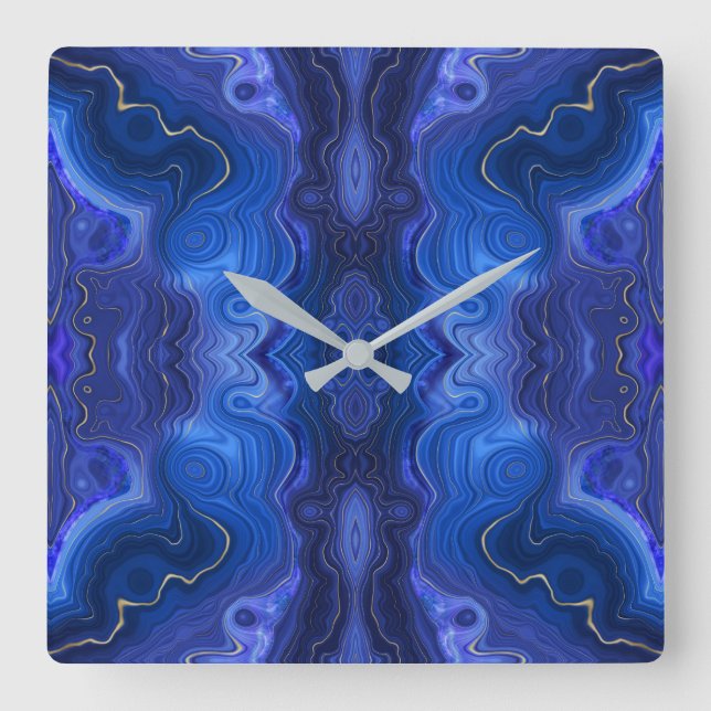 Lapis lazuli-inspirerad artsy fyrkantig klocka (Framsida)