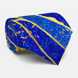 Lapis Lazuli och guldvågarmönster Slips