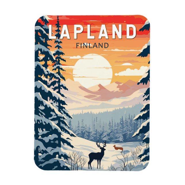 Lapland Finland Travel Art Vintage Magnet (Vertikal)