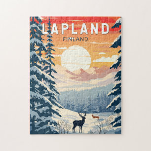 Lapland Finland Travel Art Vintage Pussel