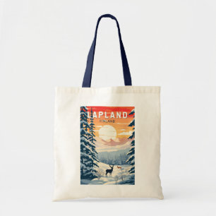 Lapland Finland Travel Art Vintage Tygkasse