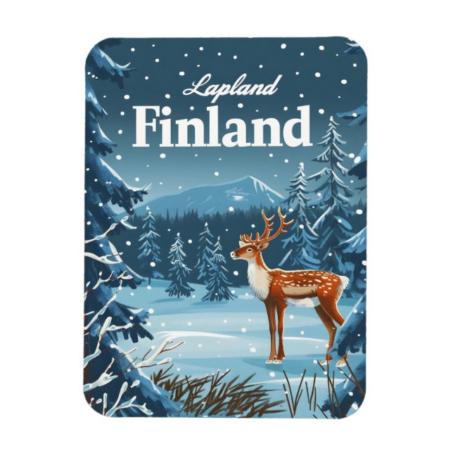 Lapland Finland Vintage Magnet (Vertikal)