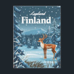 Lapland Finland Vintage Vykort<br><div class="desc">En intressant vintagebild av Lappland, Finland, som visar sin pristina vildmark, sina snöslandskap och sitt unika kulturarv. Utformningen har områdets ikoniska renhjordar, nordliga ljus och mystiska logghållor som är kapade mitt i snötäckta skogar, alla illustrerade på ett nostalgiskt sätt. Denna teckning fångar Lapplands sköna skönhet och äventyrliga anda och uppmanar...</div>
