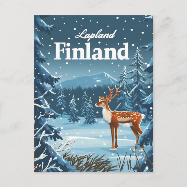 Lapland Finland Vintage Vykort (Framsida)